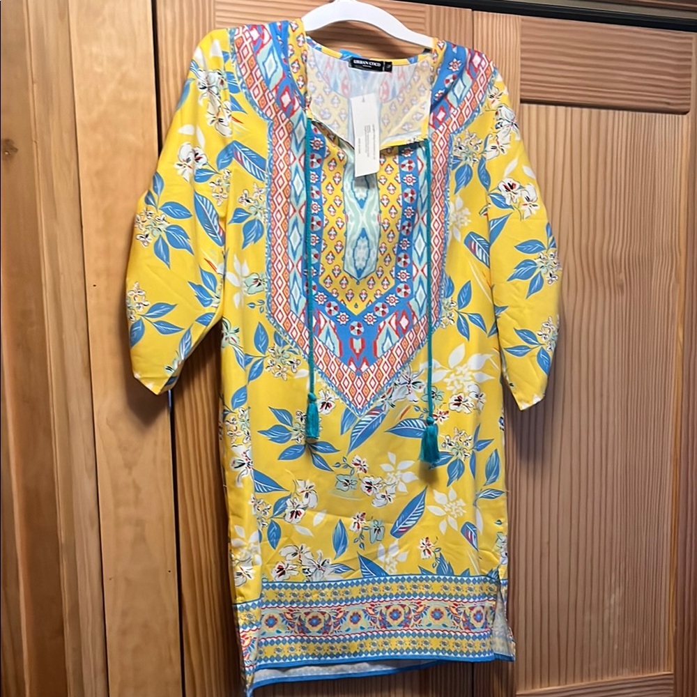 Floral Yellow and Blue Dress